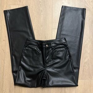 Divided H&M Black Faux Leather Straight-Leg Pants